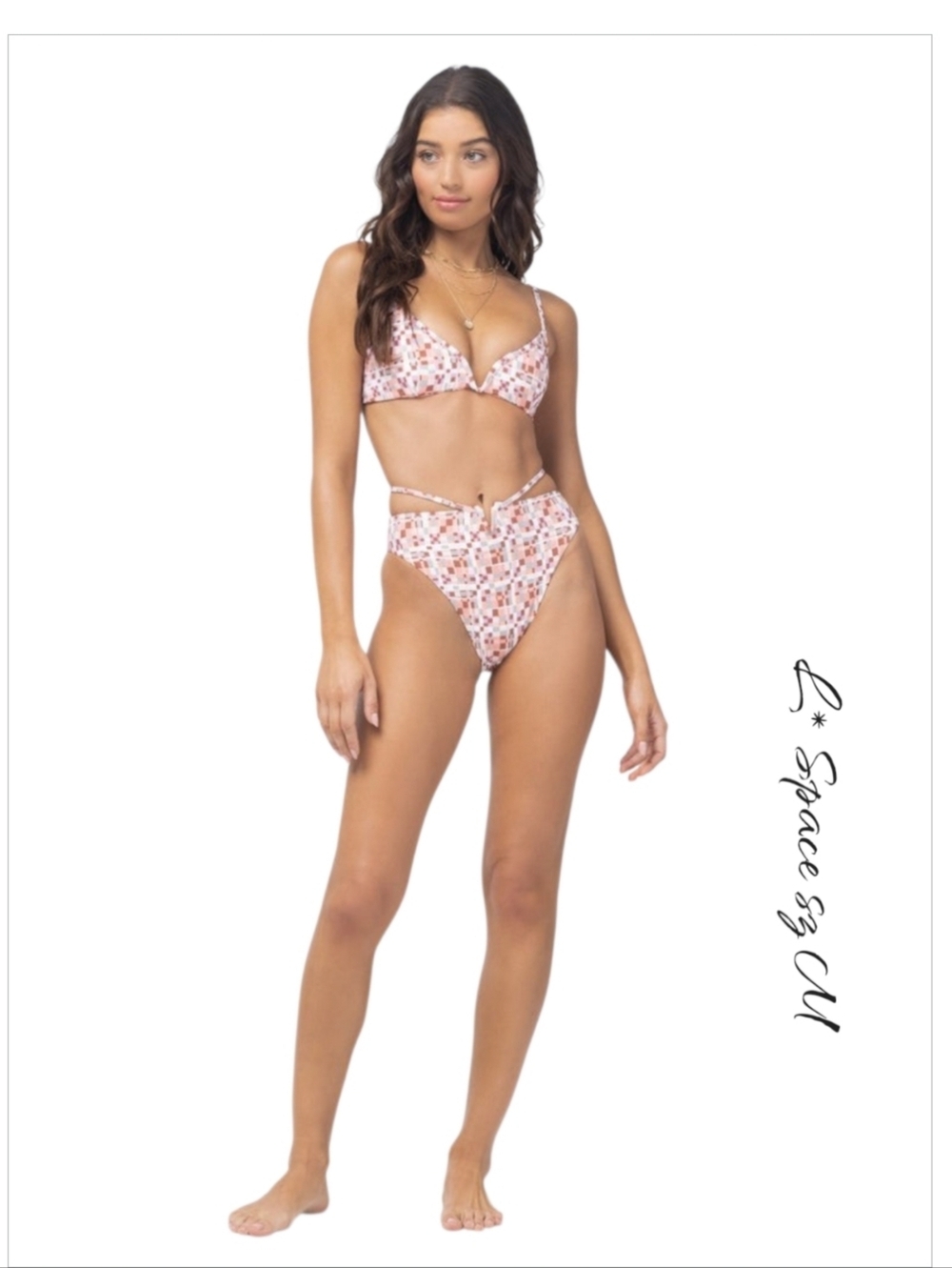 L*Space Helena Joy Bikini Set Oopsie Daisy Floral High Waisted Swimsuit M
